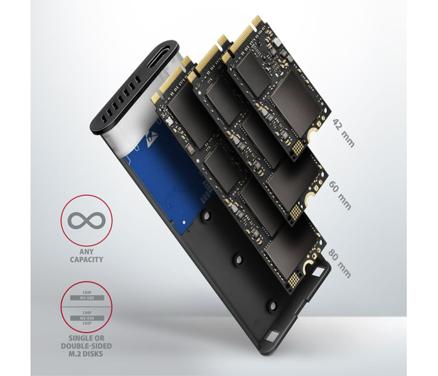 Axagon EEM2-SG2, USB-C 10Gbps - M.2 NVMe & SATA SSD RAW box - 1353424 - zdjęcie 7